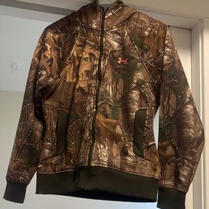 Under Armour Brown Camo Hoodie with Pink Logo